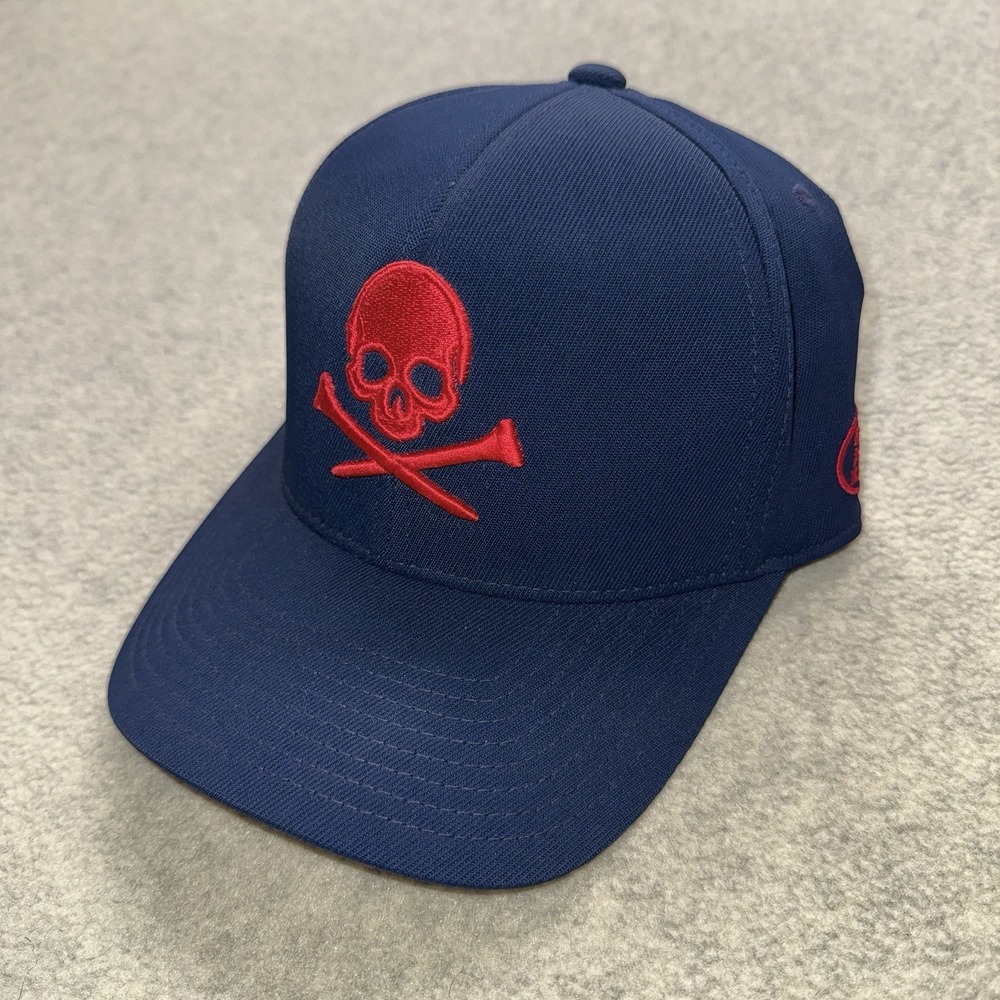 G/FORE Skull Cross Clubs Snapback Hat Navy Red Golf Adjustable Cap Performance